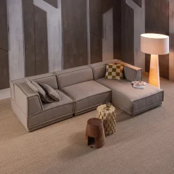 Woood Chaise Longue Bank Manu Rechts Grove Chenille Naturel