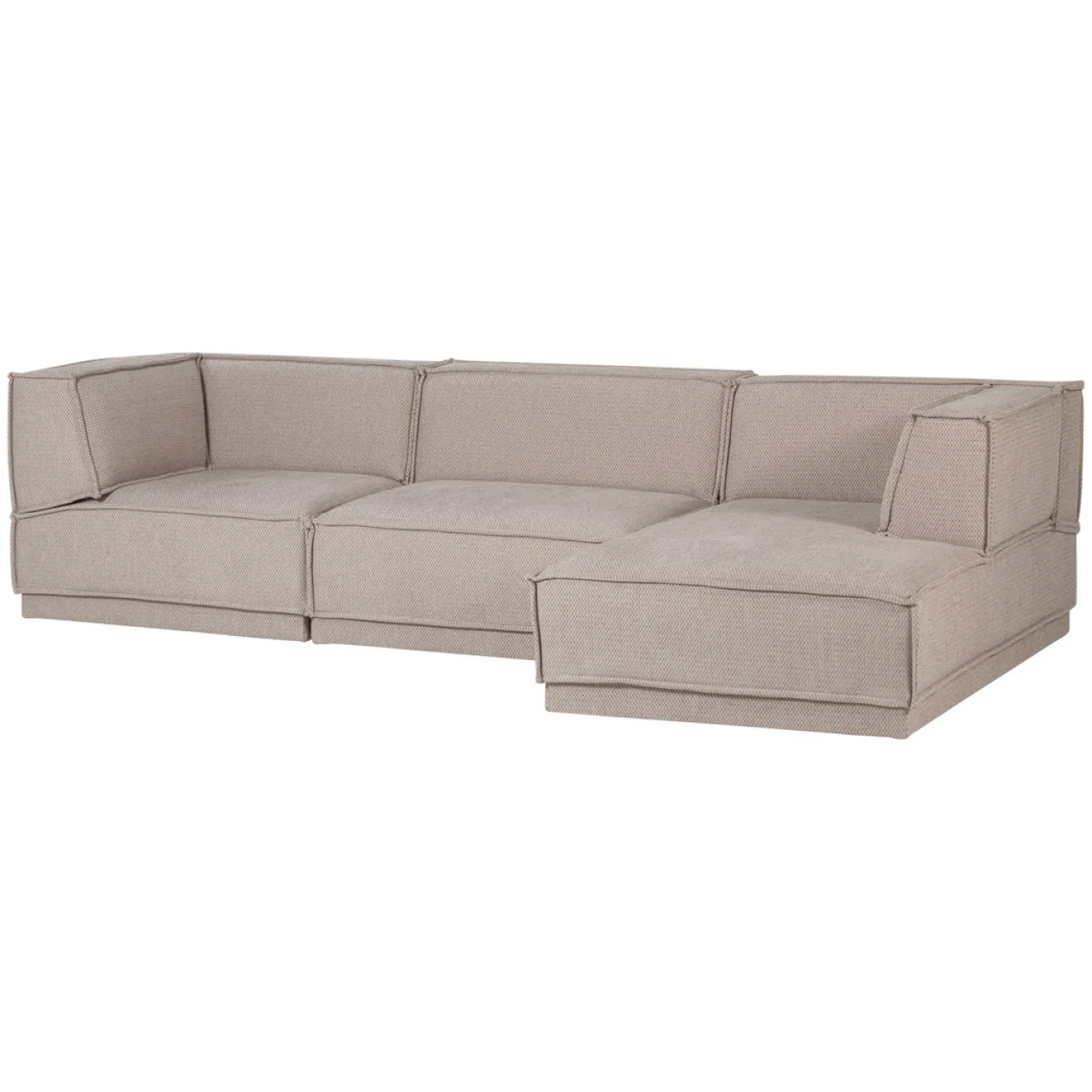 Woood Chaise Longue Bank Manu Rechts Grove Chenille Naturel