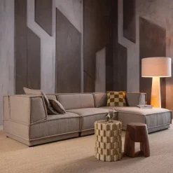 Woood Chaise Longue Bank Manu Rechts Grove Chenille Naturel