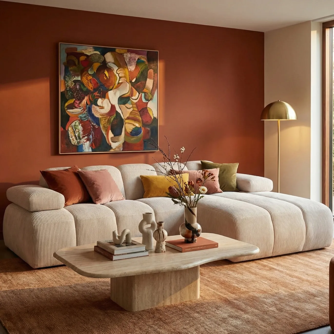 Woood Chaise Longue Bank Mojo Rechts Ribstof Ecru