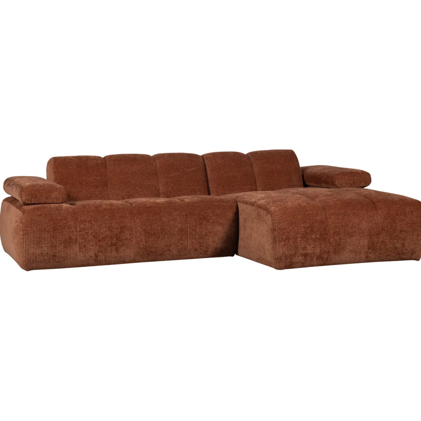 Woood Chaise Longue Bank Mojo Rechts Ribstof Roestbruin