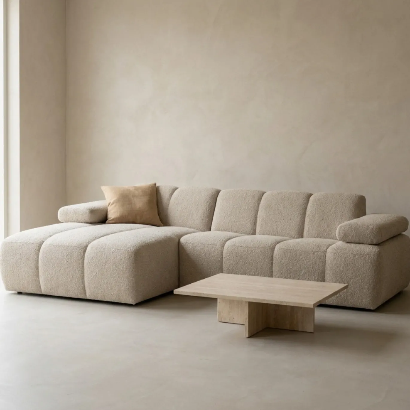 Woood Chaise Longue Bank Mojo Links Bouclé Beige