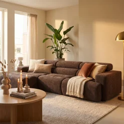 Woood Chaise Longue Bank Novi Links Donkerbruin Melange