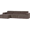 Woood Chaise Longue Bank Novi Links Ribstof Grijsbruin