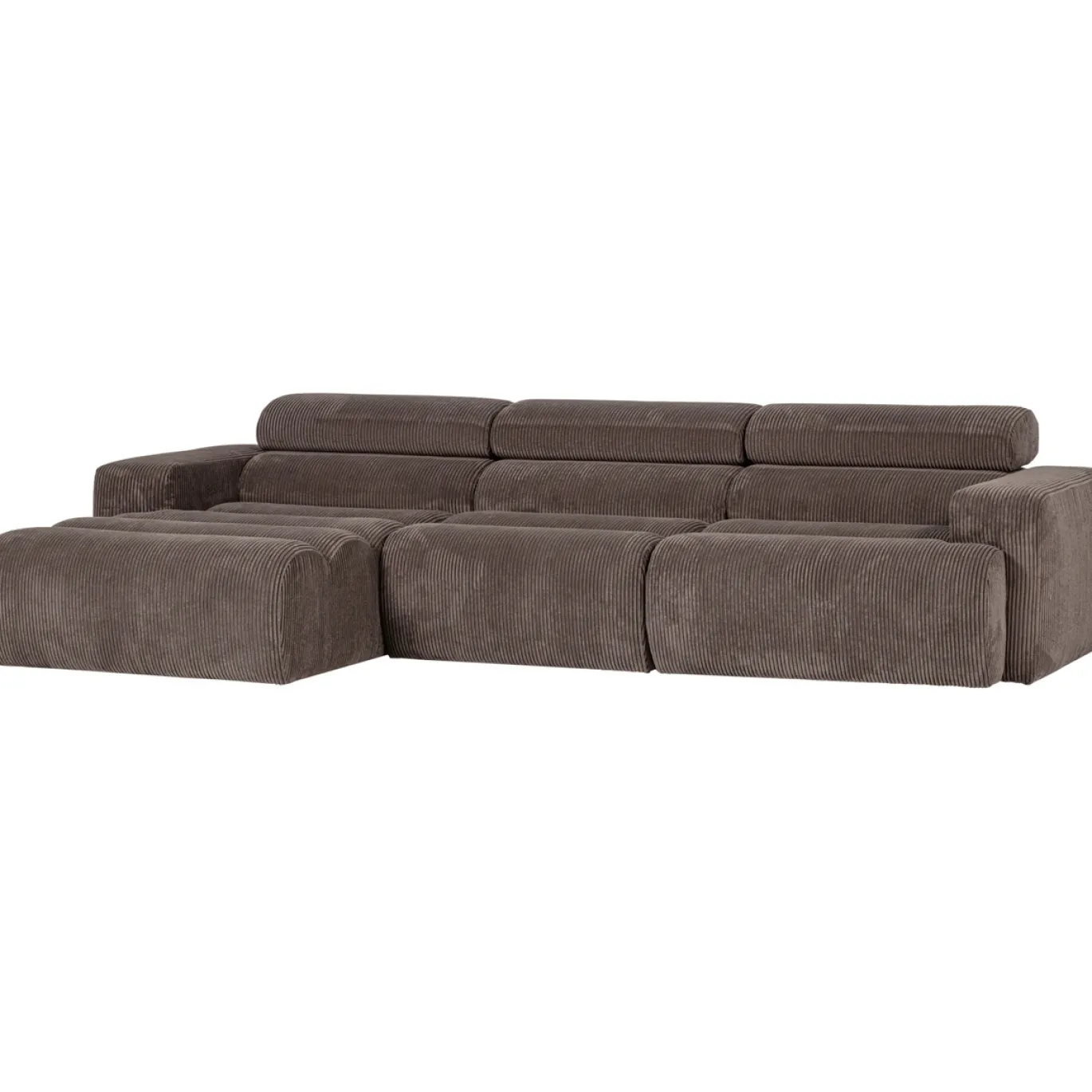 Woood Chaise Longue Bank Novi Links Ribstof Grijsbruin