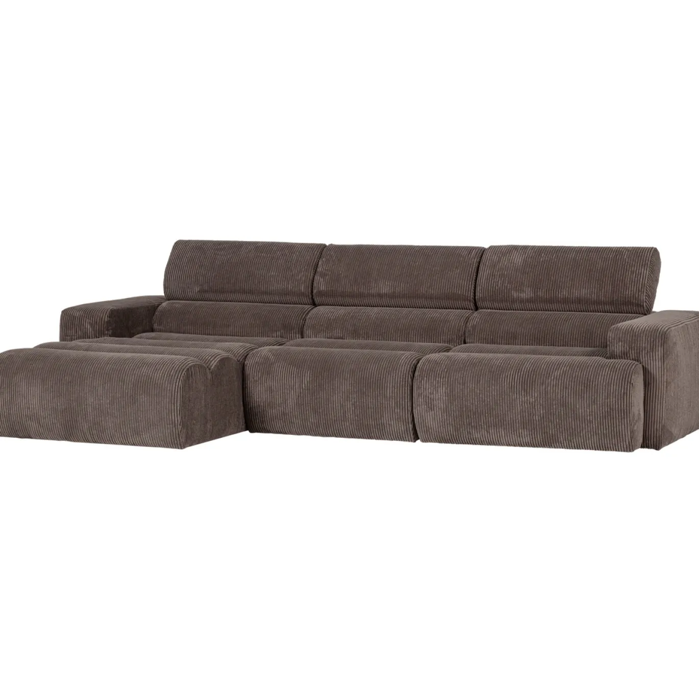 Woood Chaise Longue Bank Novi Links Ribstof Grijsbruin