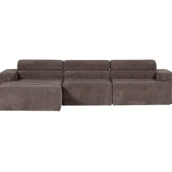 Woood Chaise Longue Bank Novi Links Ribstof Grijsbruin