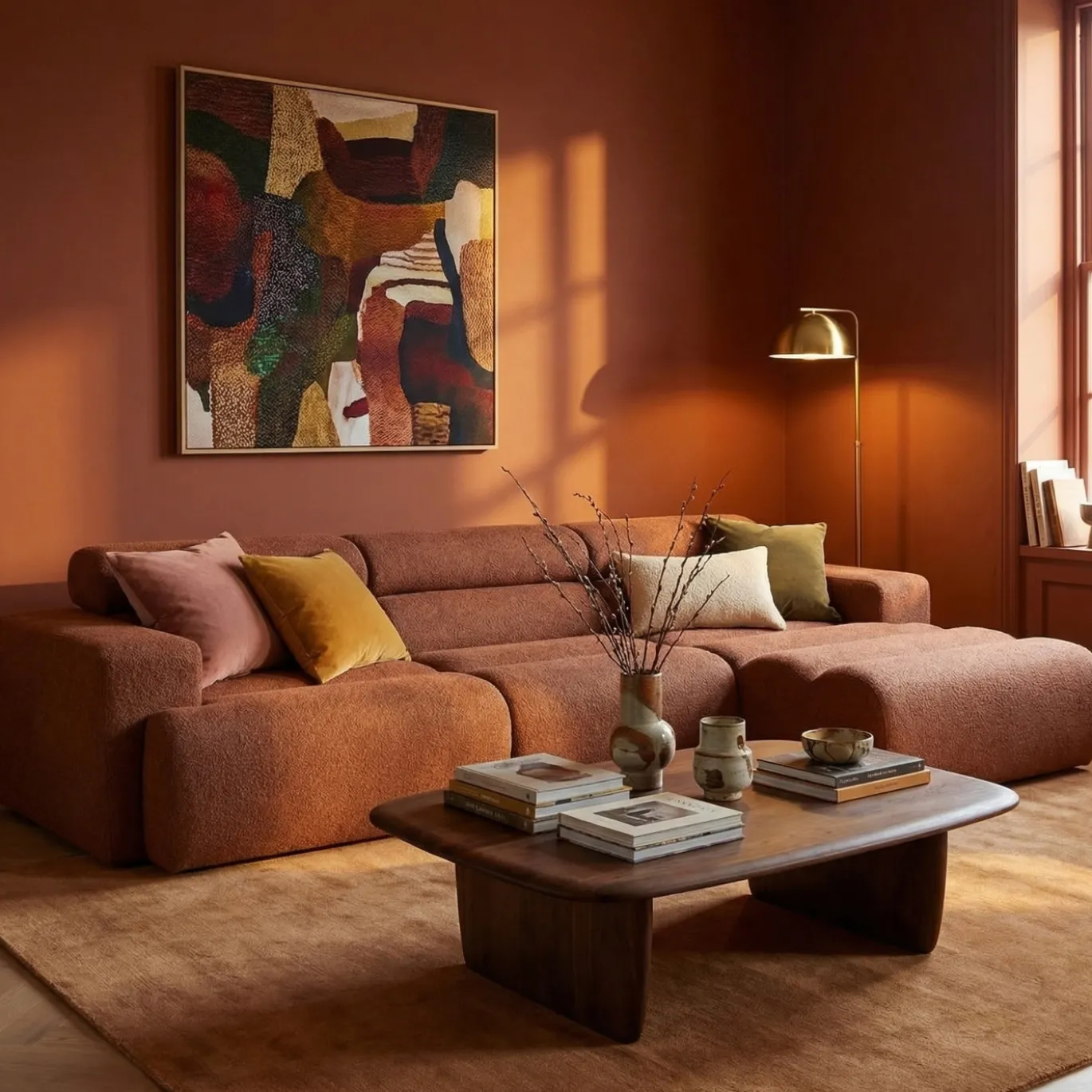 Woood Chaise Longue Bank Novi Rechts Bouclé Terra