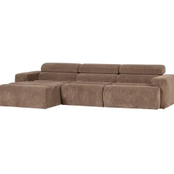 Woood Chaise Longue Bank Novi Links Ribstof Taupe