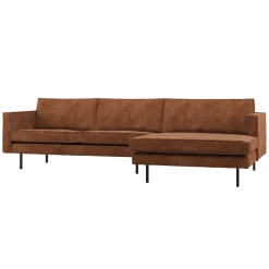 Woood Chaise Longue Bank Rodeo Rechts Ribstof Roestbruin