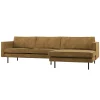Woood Chaise Longue Bank Rodeo Rechts Ribstof Honinggeel
