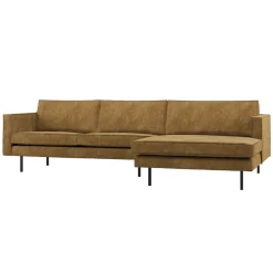 Woood Chaise Longue Bank Rodeo Rechts Ribstof Honinggeel