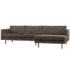 Woood Chaise Longue Bank Rodeo Rechts Ribstof Bruin