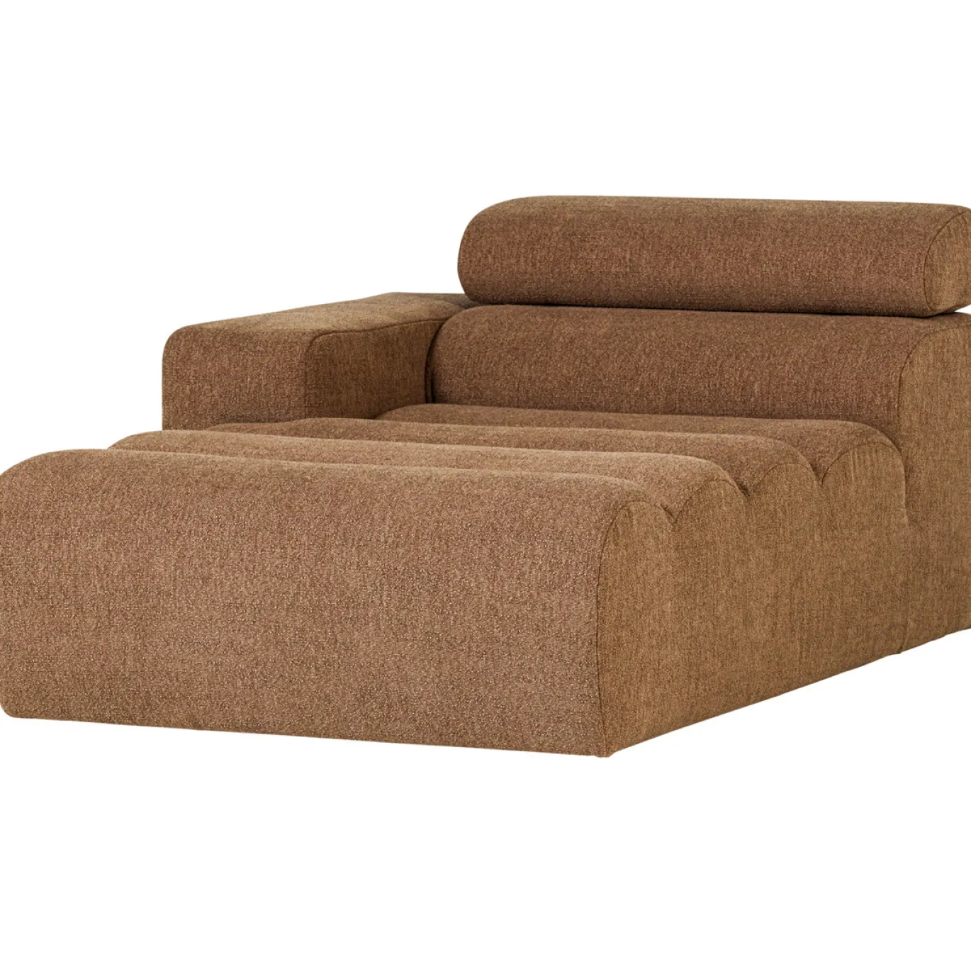 Woood Chaise Longue Novi Element Arm Links Bouclé Karamelbruin