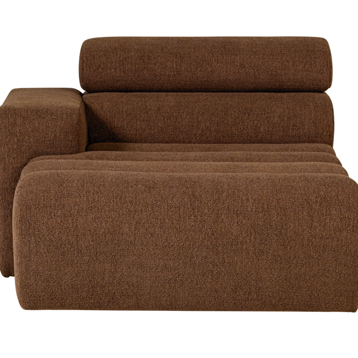 Woood Chaise Longue Novi Element Arm Links Bouclé Mokkabruin
