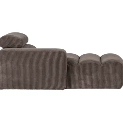 Woood Chaise Longue Novi Element Arm Links Ribstof Grijsbruin