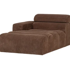 Woood Chaise Longue Novi Element Arm Links Ribstof Mokkabruin