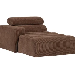 Woood Chaise Longue Novi Element Arm Links Ribstof Mokkabruin