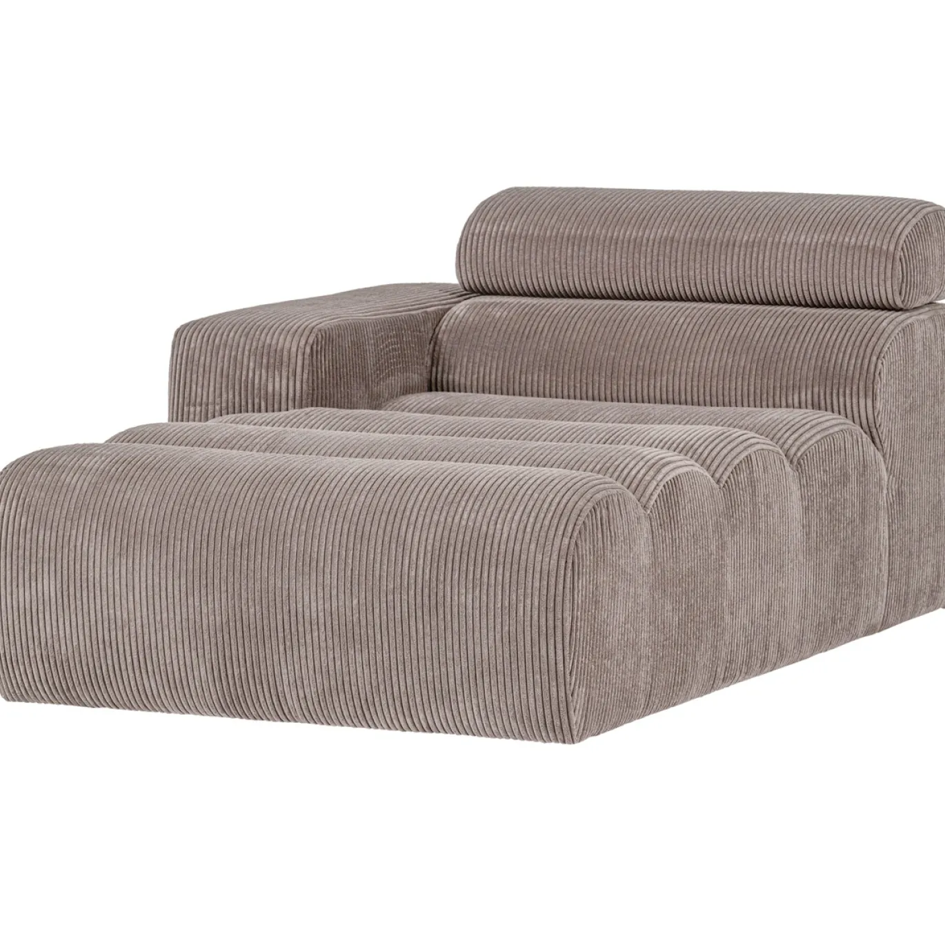 Woood Chaise Longue Novi Element Arm Links Ribstof Zand