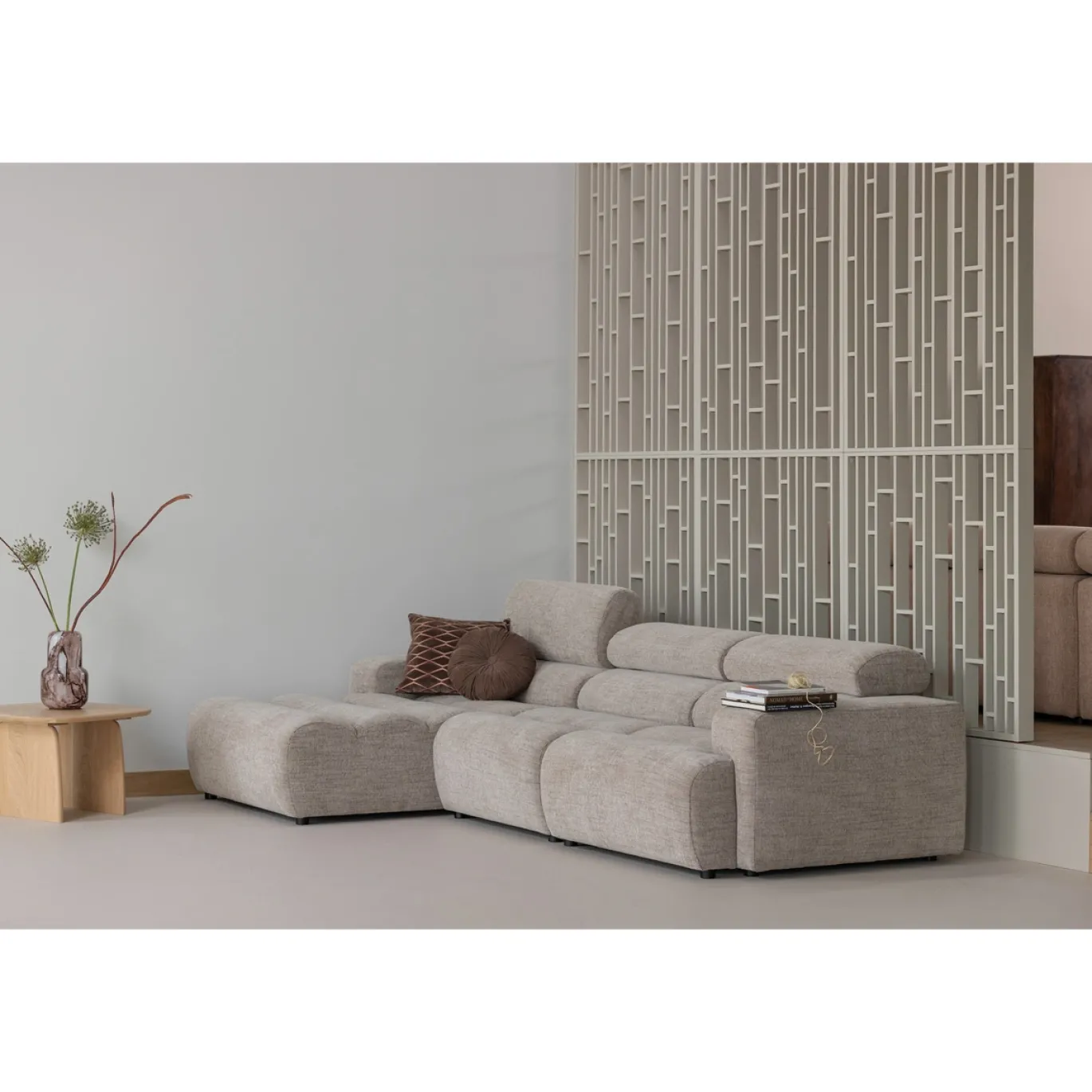 Woood Chaise Longue Novi Element Arm Links Naturel Melange
