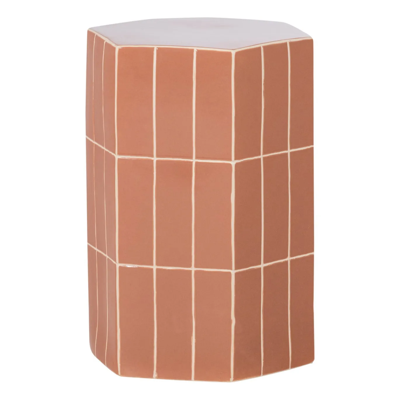 Woood Decoratieve Bijzettafel Plu Keramiek Oudroze 54x38x32cm