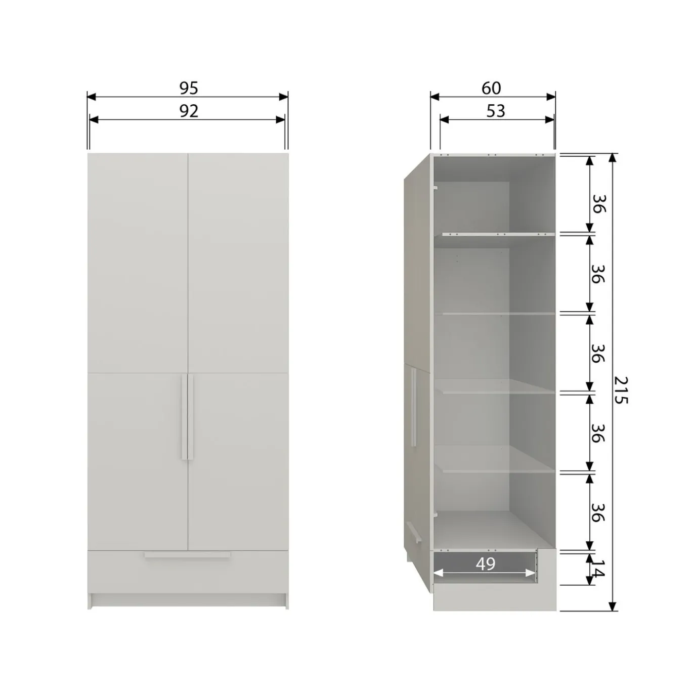 Woood 2-deurs Hangkast Pure - Splitdeur Grenen Dust