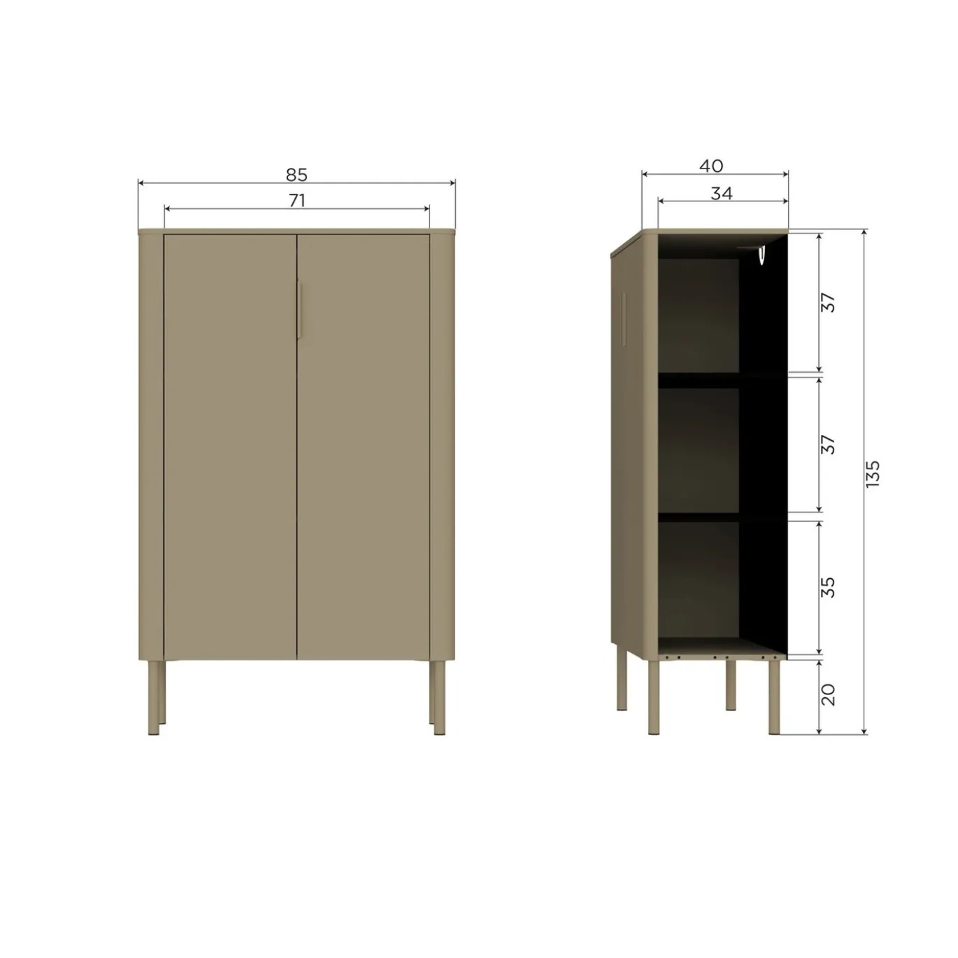 Woood 2-deurs Kast Gunnar Grenen Mud