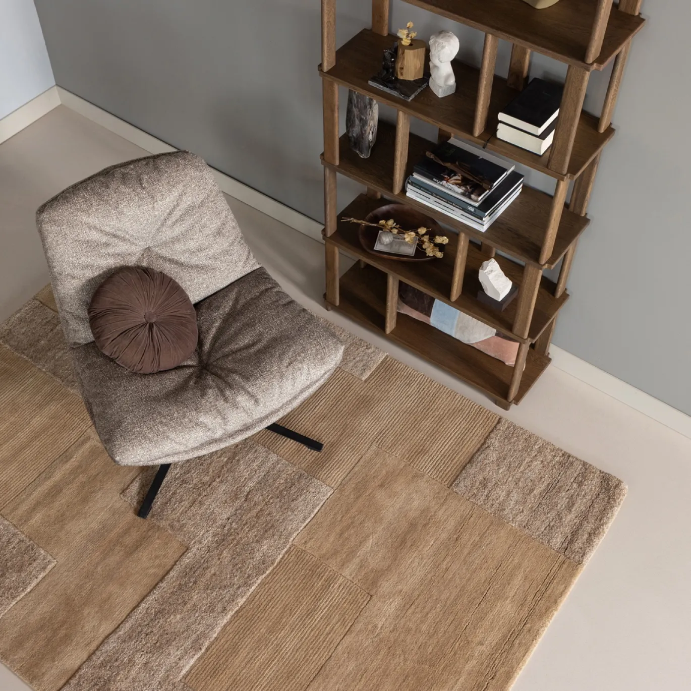 Woood Draaifauteuil Arve Bedrukte Stof Naturel Melange