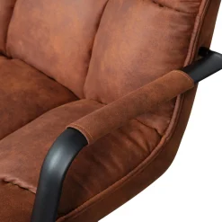 Woood Draaifauteuil Jouke Met Armleuning Leerlook Cognac