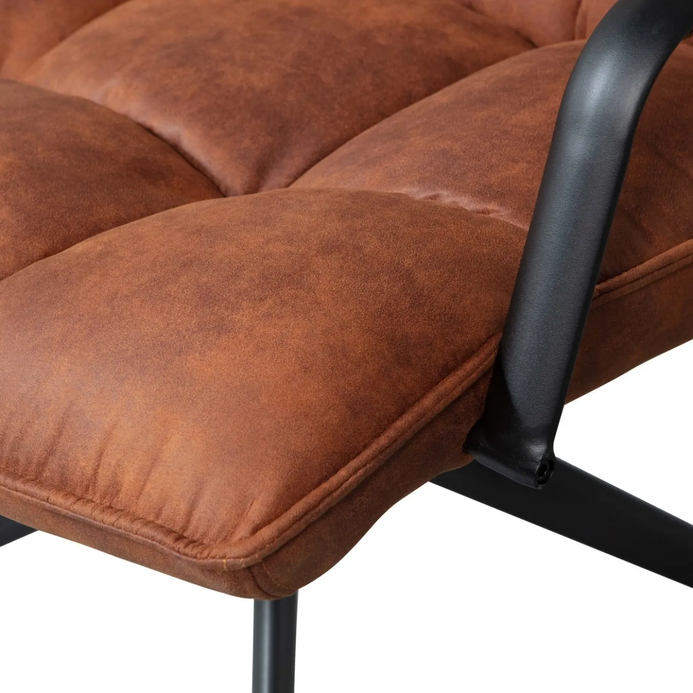 Woood Draaifauteuil Jouke Met Armleuning Leerlook Cognac
