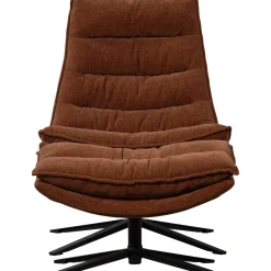 Woood Draaifauteuil Kube Met Hocker Bruin