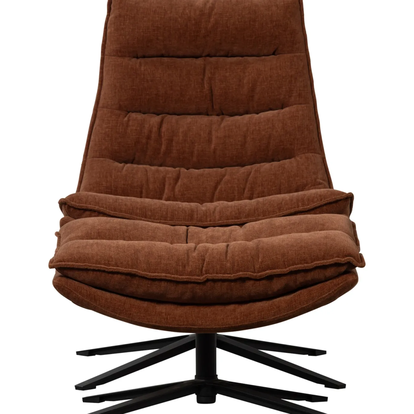 Woood Draaifauteuil Kube Met Hocker Bruin