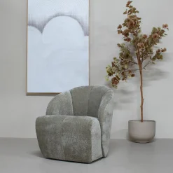 Woood Draaifauteuil Mojo Ribstof Donker Zand