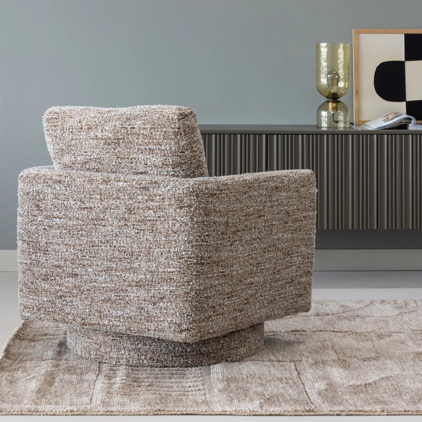 Woood Draaifauteuil Oska Bruin Melange