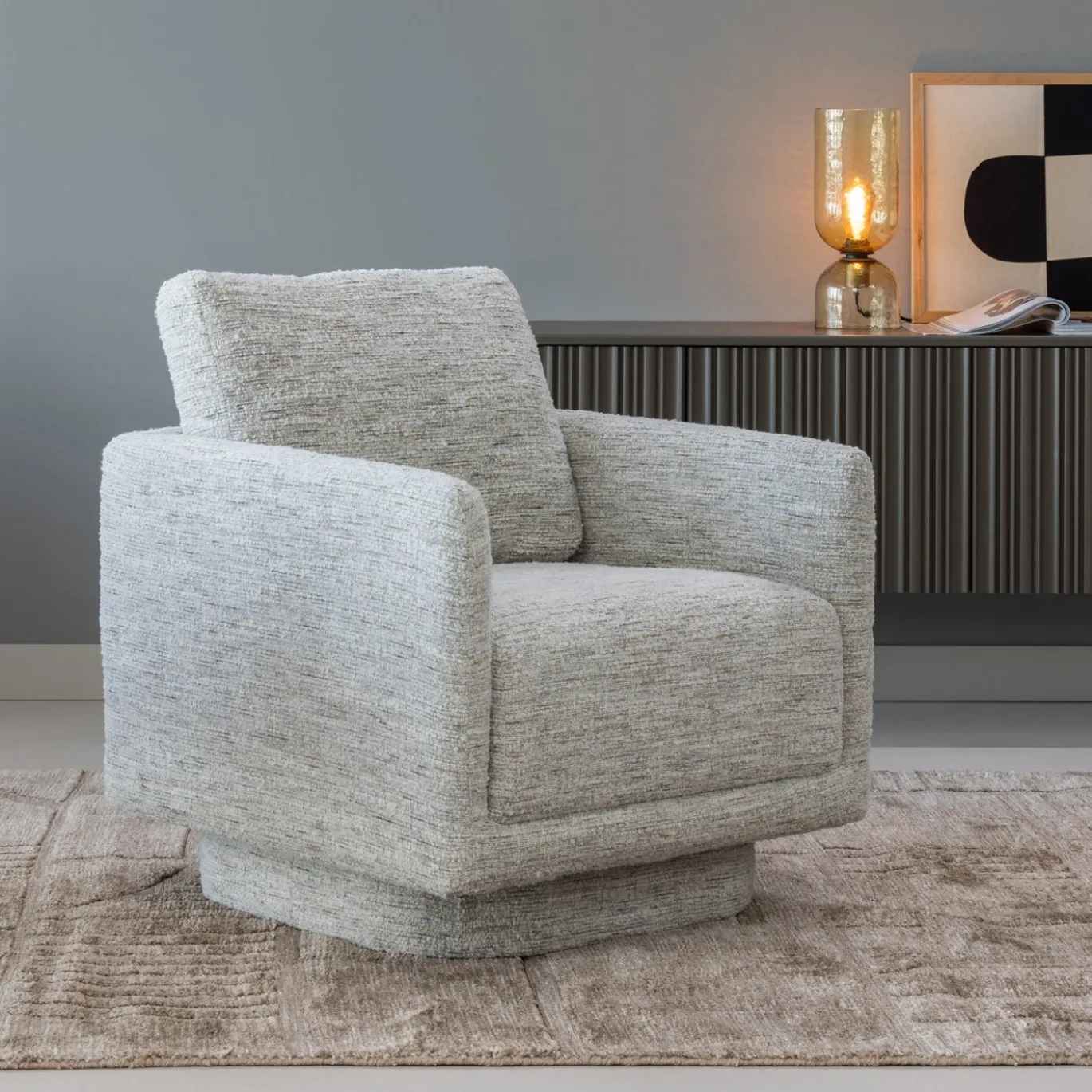 Woood Draaifauteuil Oska Naturel Melange