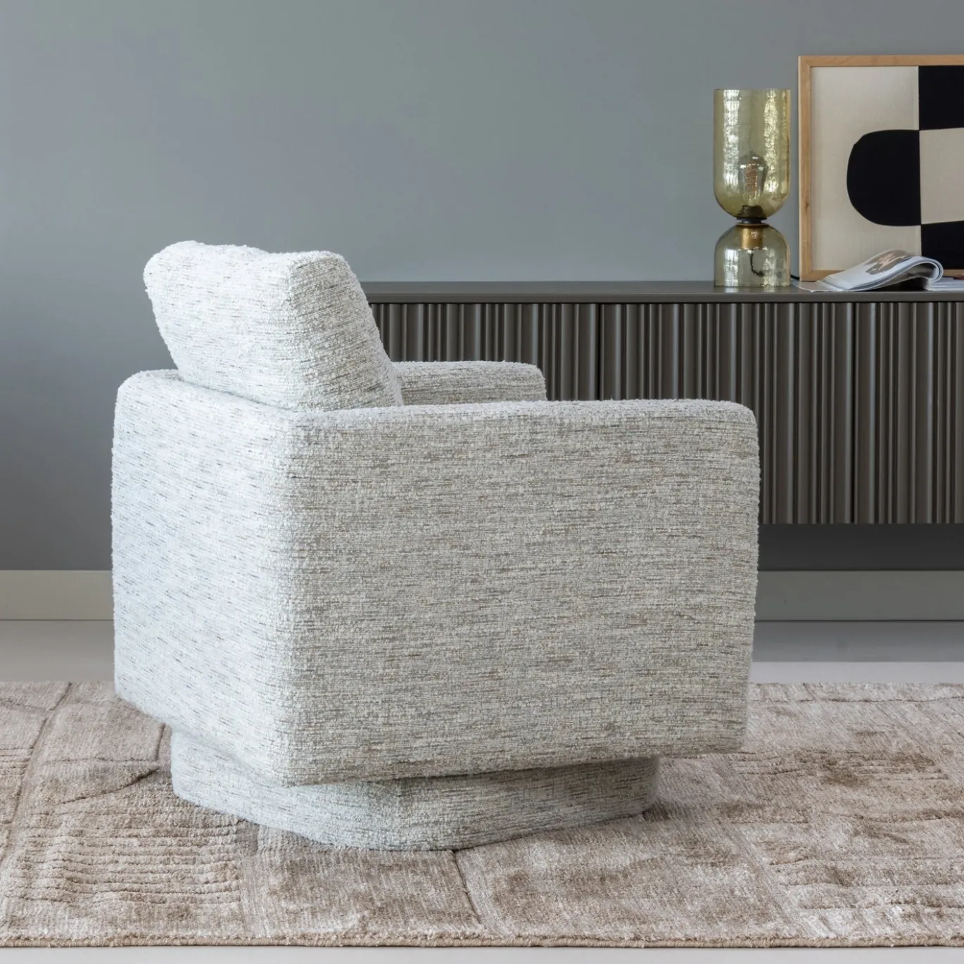 Woood Draaifauteuil Oska Naturel Melange