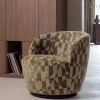 Woood Draaifauteuil Serra Grafisch Patroon Olijfgroen