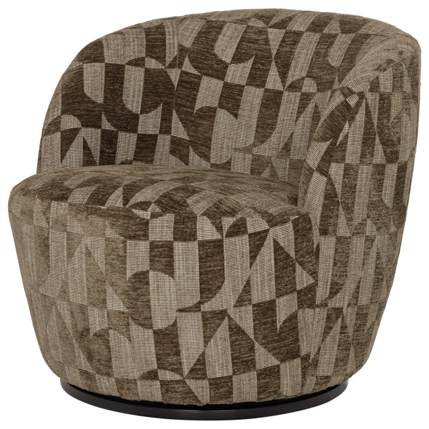 Woood Draaifauteuil Serra Grafisch Patroon Olijfgroen