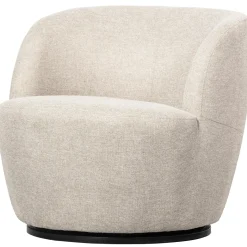 Woood Draaifauteuil Weston Geweven Stof Off White