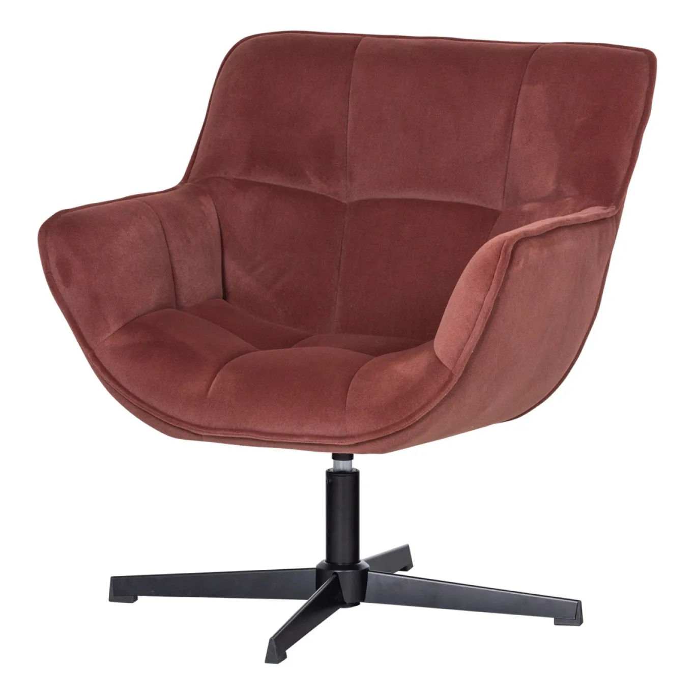 Woood Draaifauteuil Wibo Mat Velvet Bruinrood