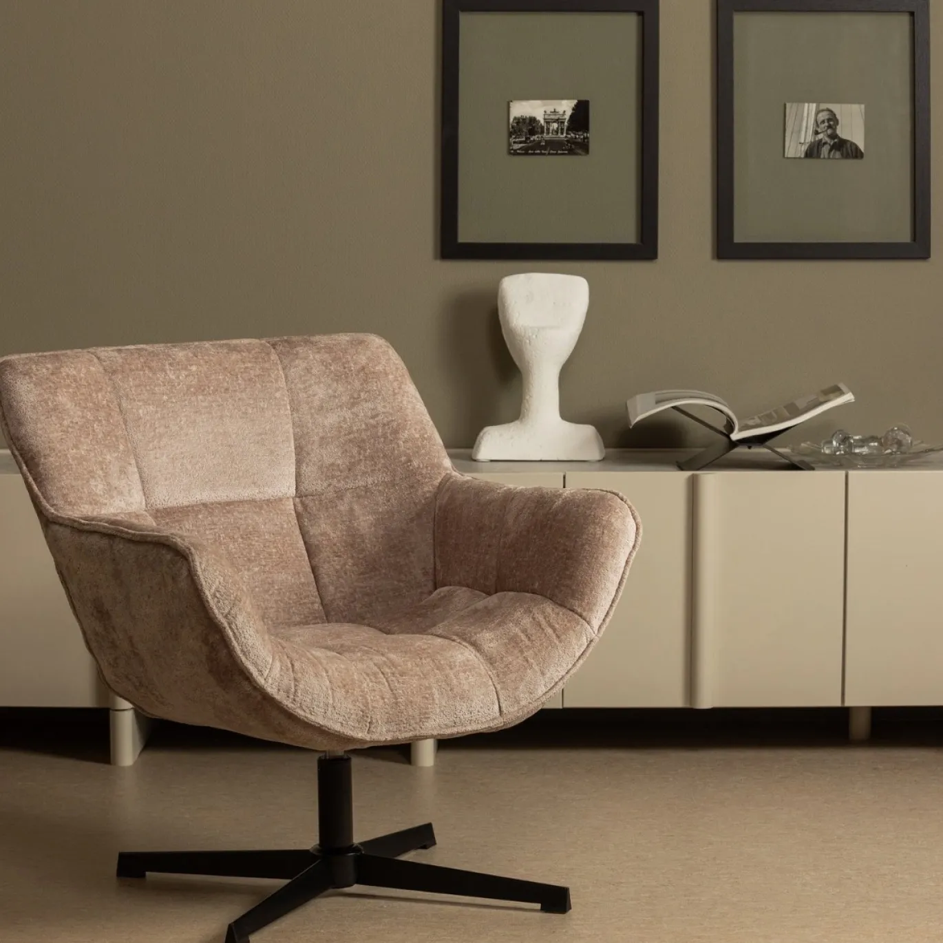 Woood Draaifauteuil Wibo Taupe