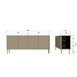 Woood Dressoir Gunnar 200cm Grenen Mud