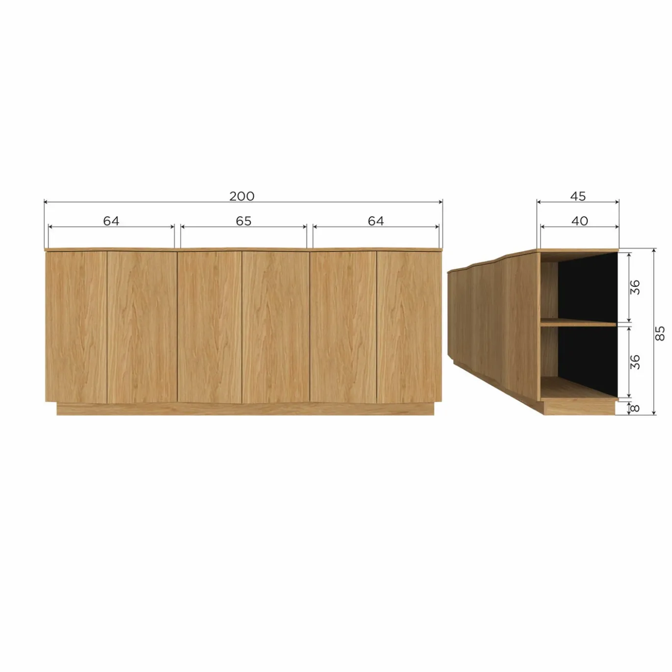Woood Dressoir Zuma Eiken 200cm
