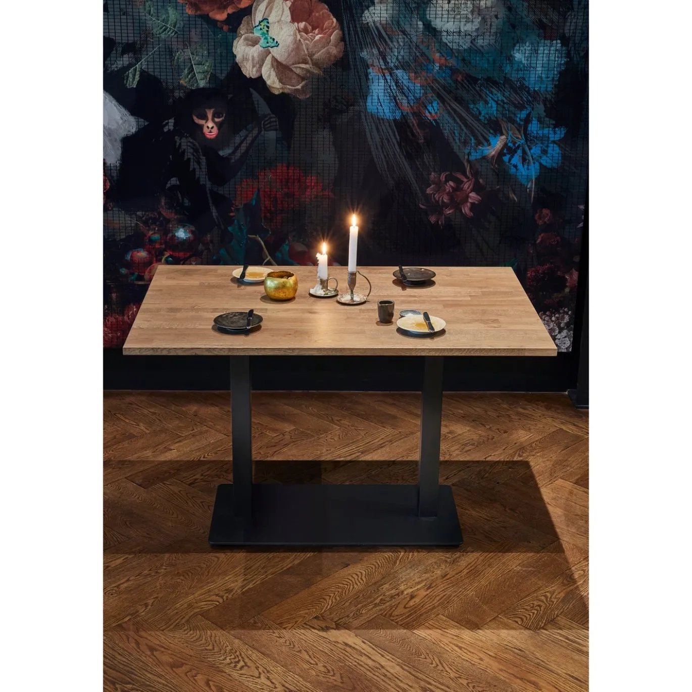 Woood Dubbele Vierkante Buisvoet Bistro Metaal Matzwart 72x80x40cm