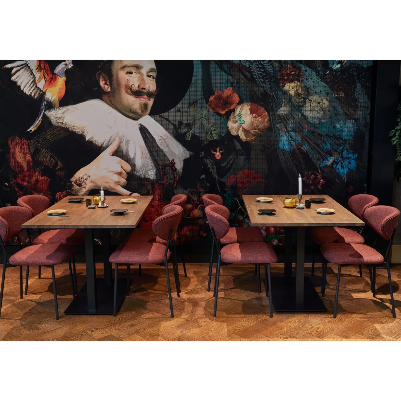 Woood Dubbele Vierkante Buisvoet Bistro Metaal Matzwart 72x80x40cm