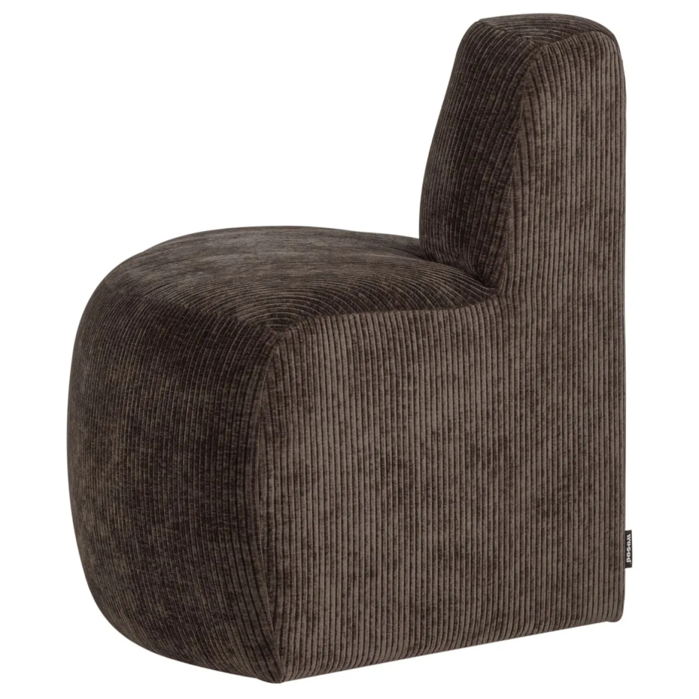Woood Eetkamerbank Mojo Base Hoek Rond Rugleuning Ribstof Bruin