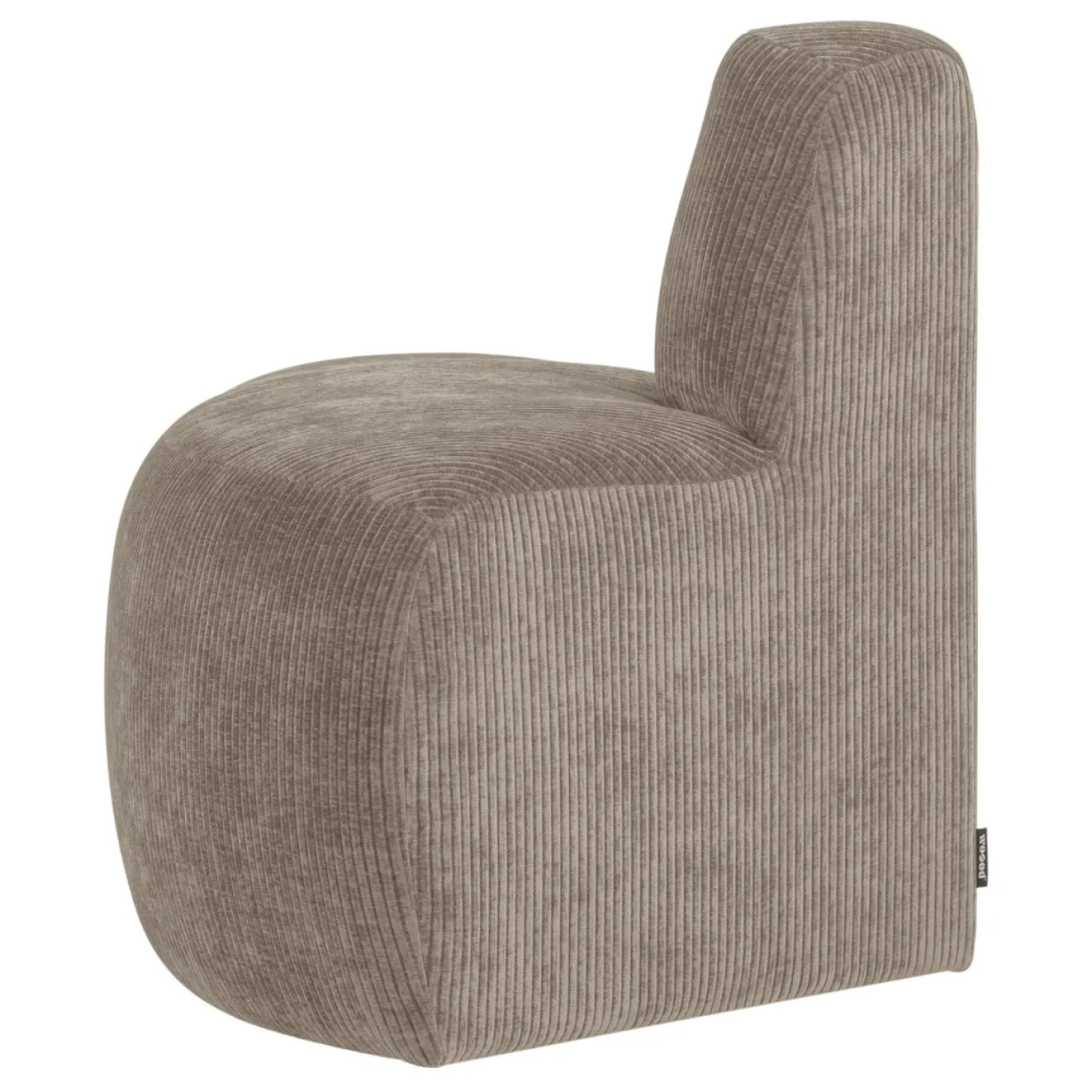 Woood Eetkamerbank Mojo Base Hoek Rond Rugleuning Ribstof Donkerzand