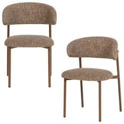 Woood Eetkamerstoel Kelu Wollig Bruin Melange Set van 2