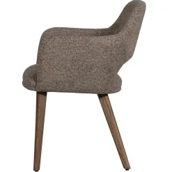 Woood Eetkamerstoel Murat Taupe Met Houten Poot Mystic Brown