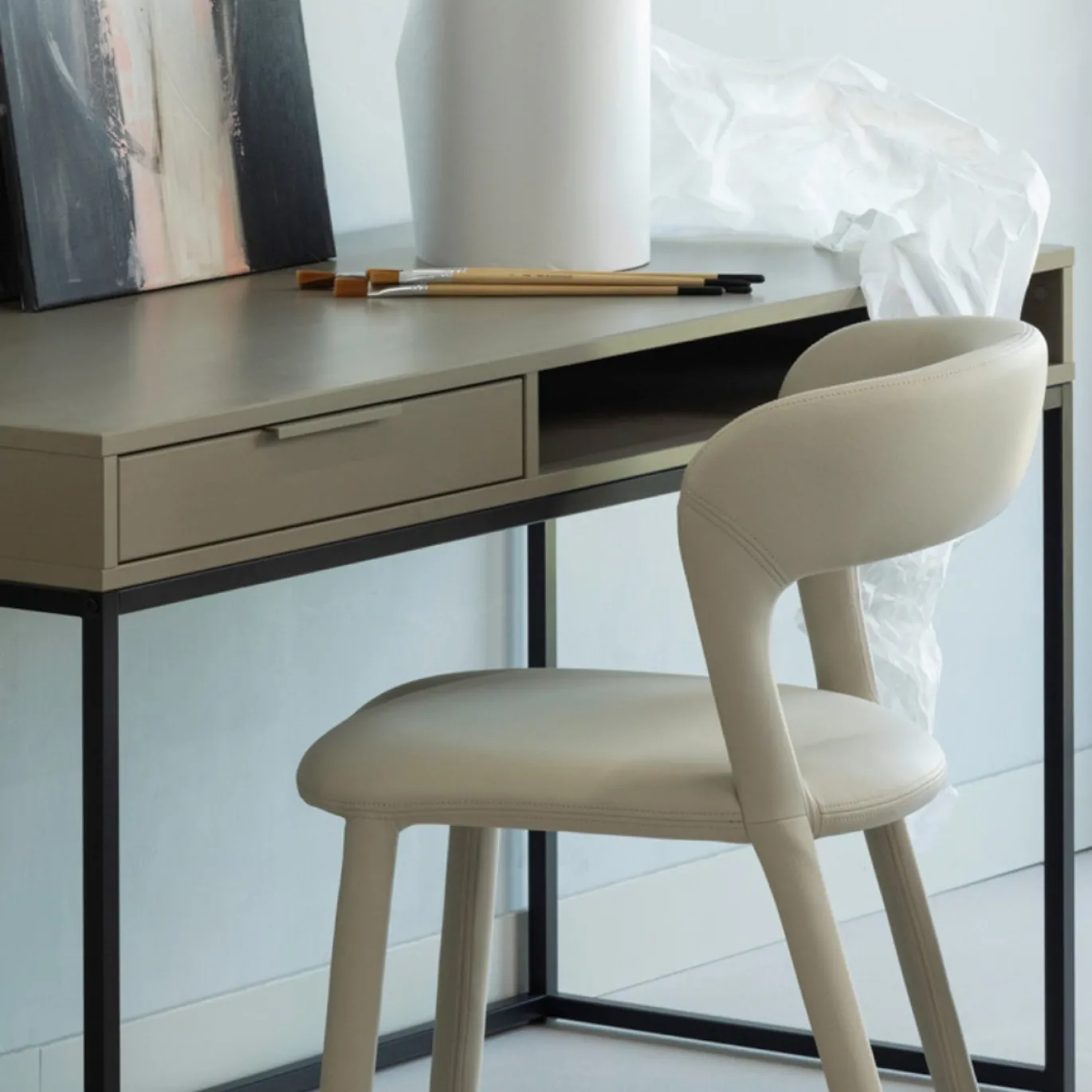 Woood Eetkamerstoel Noble Leerlook Beige
